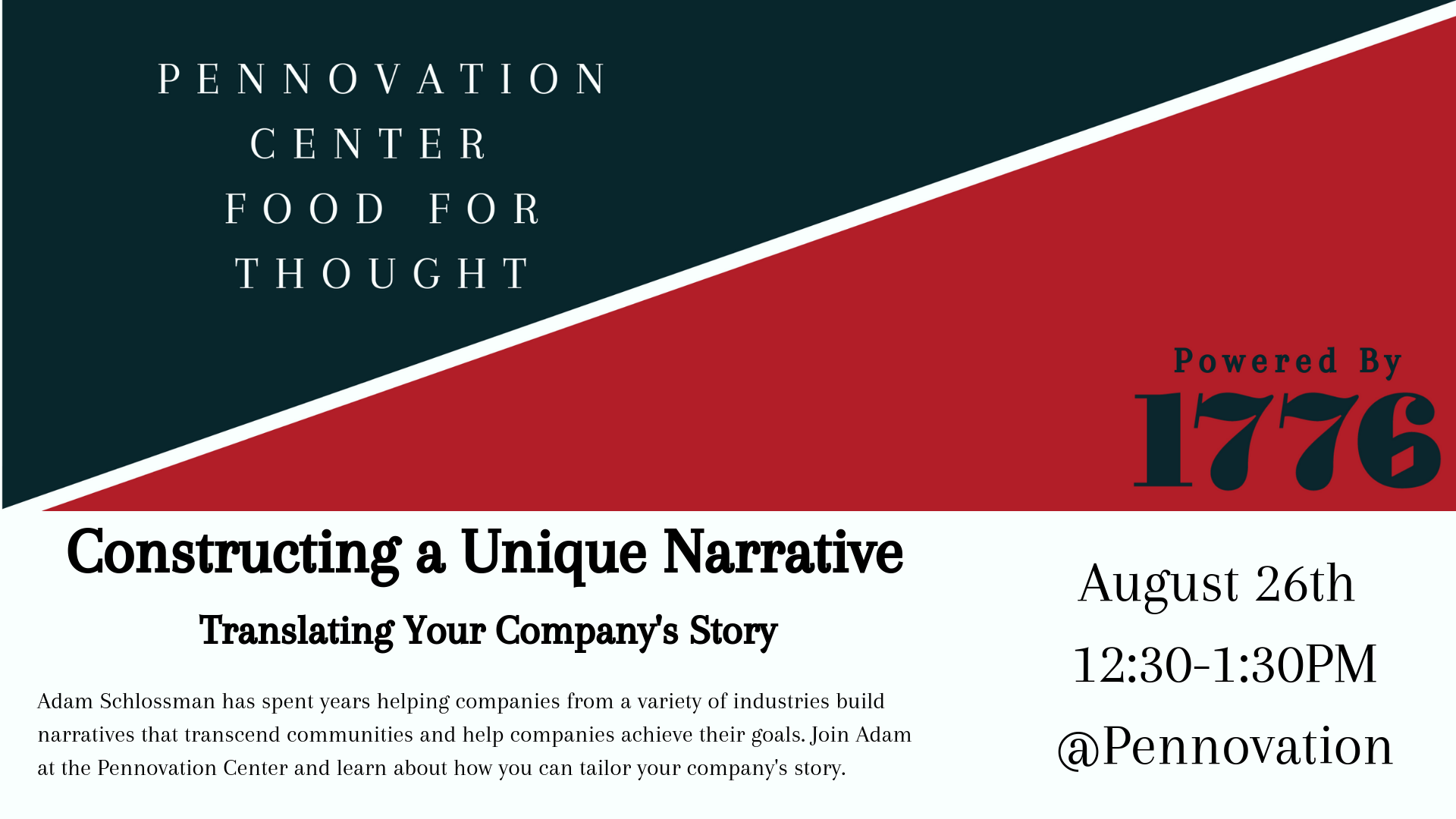 Pennovation Center Food for Thought Pennovation Center Food for Thought August 26, 2019