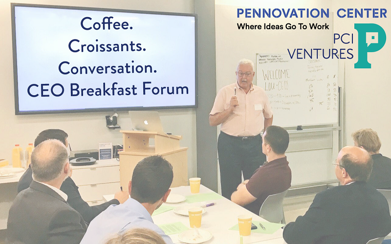 CEO Breakfast Forum (Topic: Cybersecurity) A group is gathered for the CEO Presentation