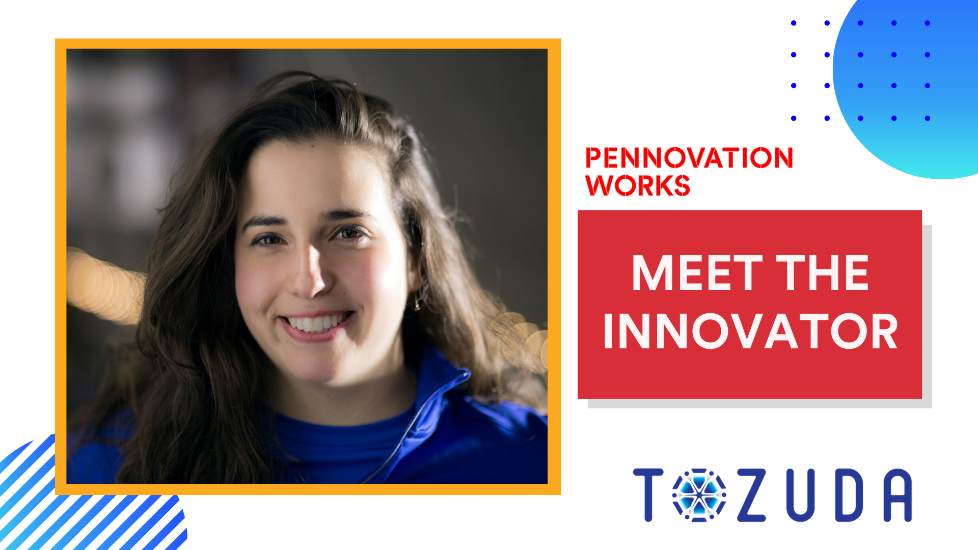 Meet the Innovator: Jessie Garcia, CEO & Founder of Tozuda headshot of Jessie Garcia with text "Meet the Innovator" and Tozuda's logo