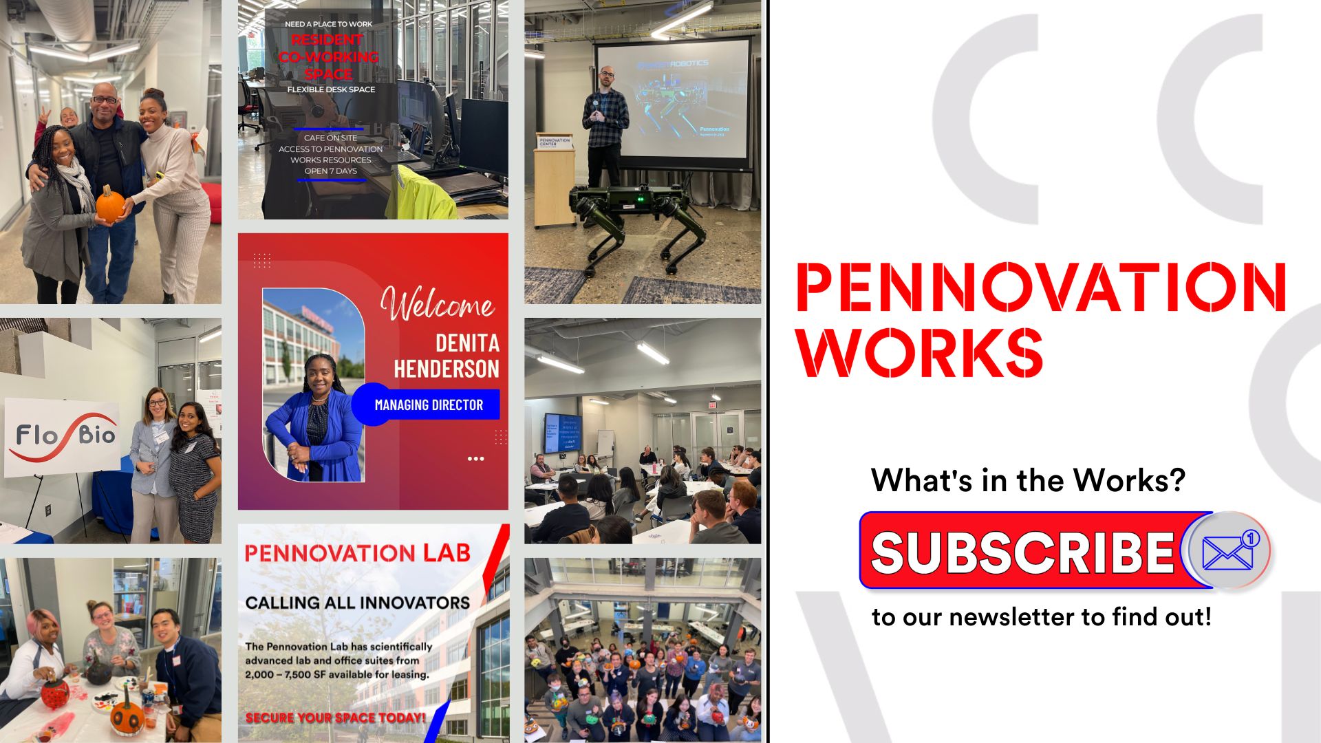 Subscribe to Pennovation Newsletter graphic featuring pumpkin paint and sip, PCIV showcase, new Managing Director Subscribe to Pennovation Newsletter graphic featuring pumpkin paint and sip, PCIV showcase, new Managing Director
