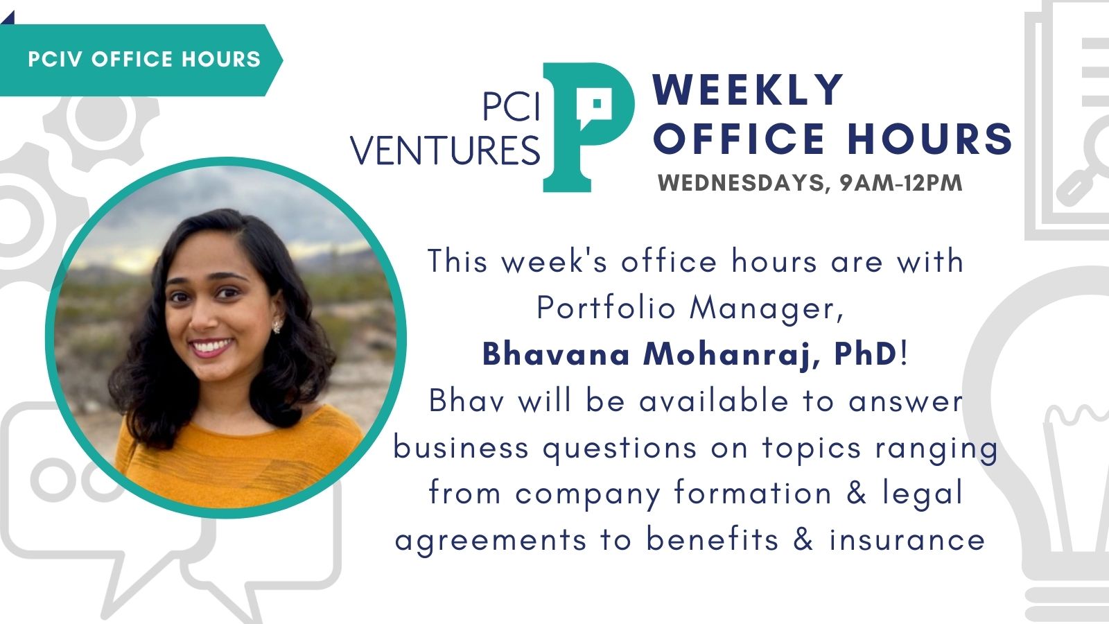 PCIV Office Hours with Bhavana Mohanraj - Photo of Bhavana 