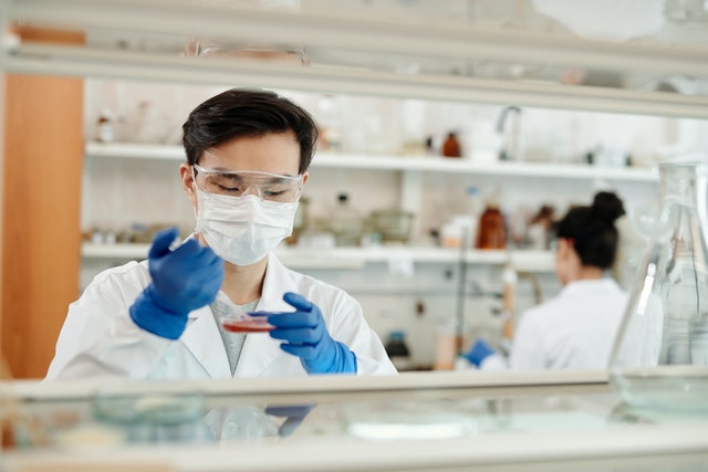 Photo of researcher working in lab