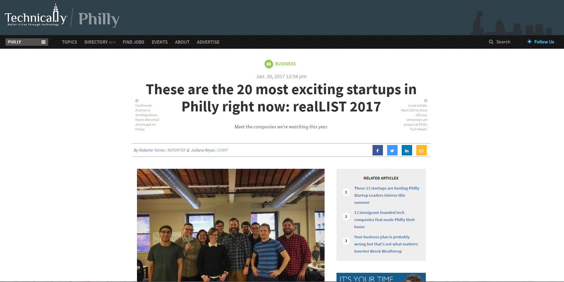 20 Most Exciting Startups in Philly header