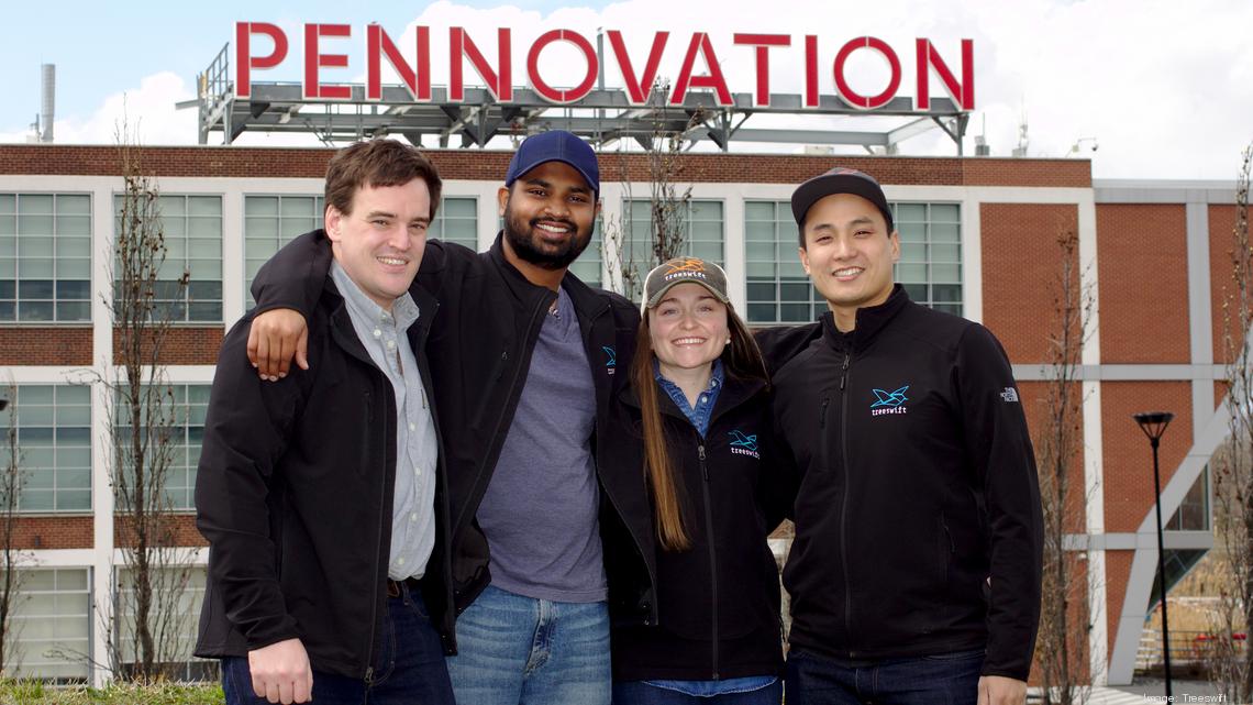 Founders of Treeswift Founders of Treeswift standing outside of the Pennovation Center
