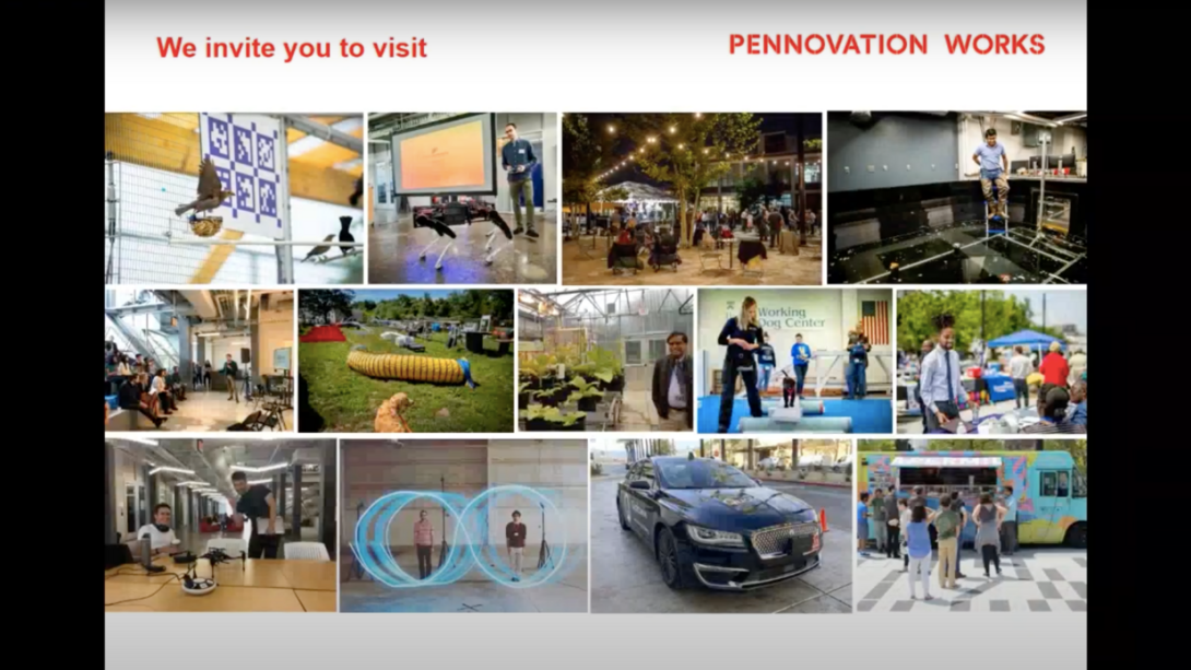 screenshot of a slide from the presentation with photos from events on the Pennovation campus